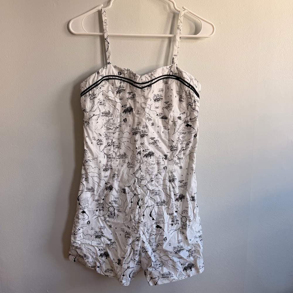 Rachel Antonoff White Map/Toile print romper